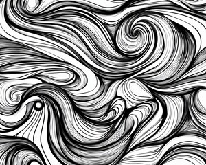 A black and white illustration featuring bold strokes drawn by hand