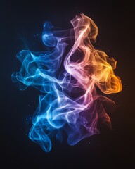 Illustration of a motion background with an abstract multicolored design on a black background featuring elegant lines and a blurred effect