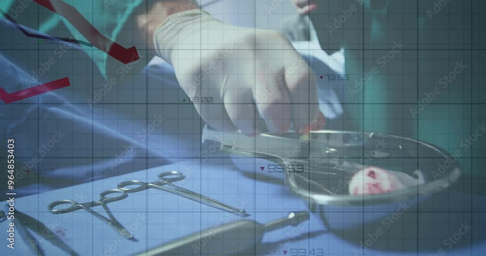 Poster animation of data processing over surgeons in operating theatre