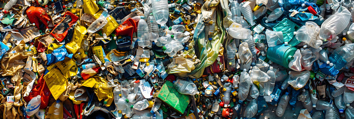 Fototapeta premium Recycling center. Organized process of turning waste into valuable resources with the help of a colorful background 