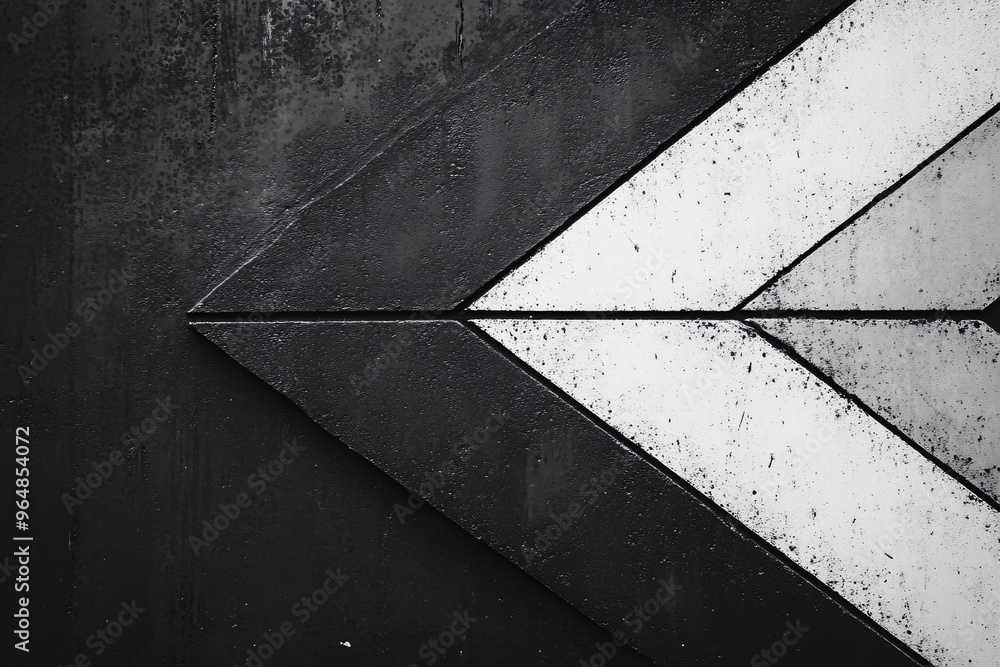 Aufkleber black and white geometric chevron design in a textured surface, creating a bold contrast of lines an