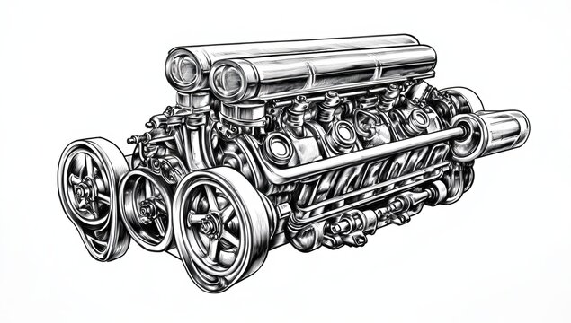 recommend clip art: The line art of an advanced and delayed ignition magneto armature features a vintage drawing or engraving style.