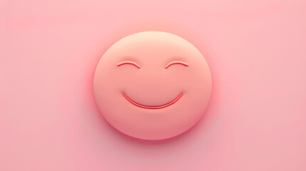 Fototapeta premium Relieved eyes and mouth emoji expression on pink background