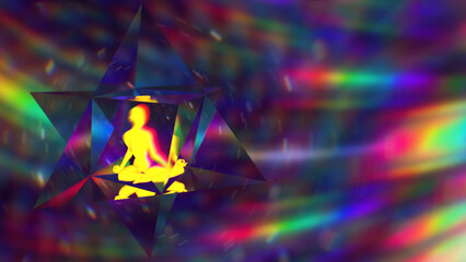 3D illustration. radiance of the energy astral system of merkaba