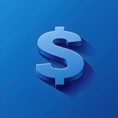 Iconic dollar sign standing alone on a smooth blue background