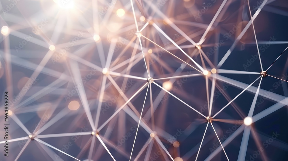 Poster abstract geometric network with glowing nodes