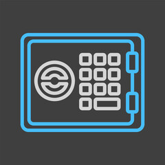 Bank safe vector icon on dark background