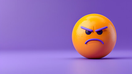 Fototapeta premium Sad eyes and mouth emoji expression on purple background