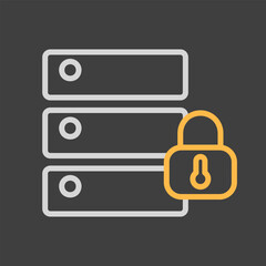 Database padlock vector icon on dark background