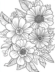 Design elements of line art are featured in this floral nature pattern illustration
