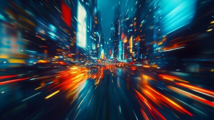 Obraz premium A motion blurred abstract illustration depicting city night lights