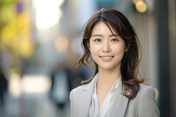 笑顔が素敵な秋冬コーデの女性