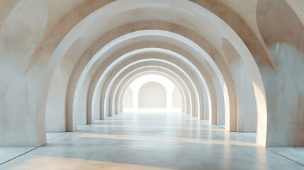 Obraz premium Elegant Passage: A Minimalist 3D Render of an Arched Interior Archway