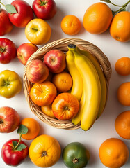 Colorful fruit basket apples bananas