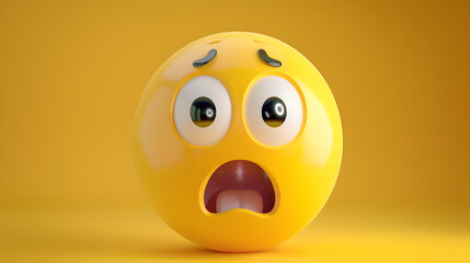 Fototapeta premium Shocked eyes and mouth emoji expression on yellow background