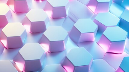 Abstract Hexagon Pattern with Neon Lights