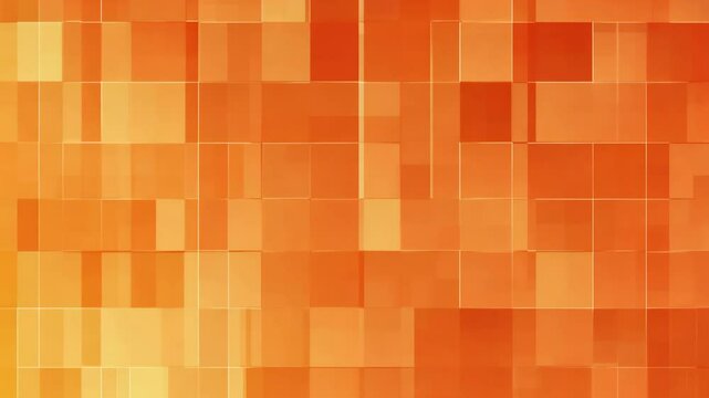 Abstract pulsing orange squares dark background. Animated glowing pixel grid for technology digital presentation, or title screen backdrop for modern design geometric theme. 
