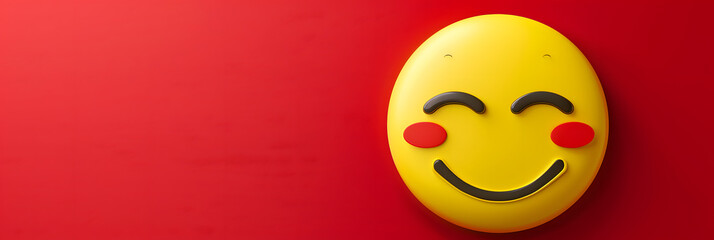 Sleepy eyes and mouth emoji expression on red background