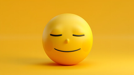 Fototapeta premium Sleepy eyes and mouth emoji expression on yellow background