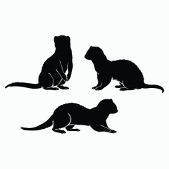 Ferret Silhouette Vector Bundle Animals Illustration Template