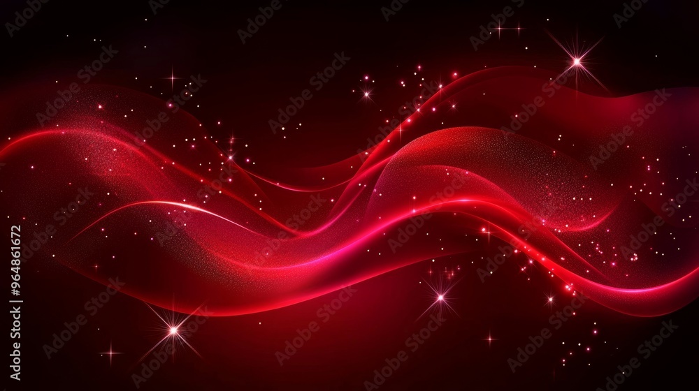Poster designed in line art style, this abstract red background features a dynamic star explosion
