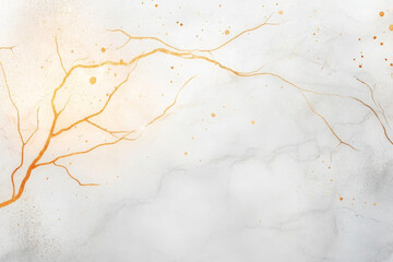 A delicate white and gold abstract background featuring fine branches, evoking a sense of elegance and minimalism.