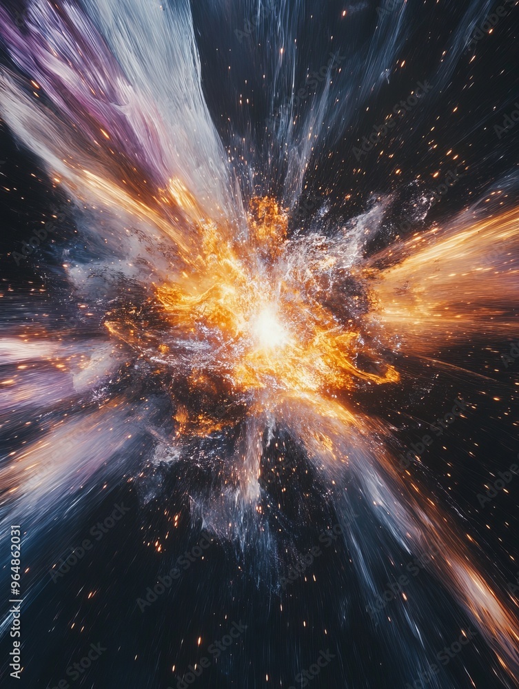 Poster dynamic light patterns created by rays radiating from a burst of light