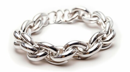 Obraz premium Fashion Silver Bracelet Against a White Background