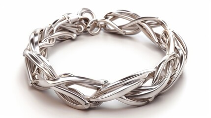 Naklejka premium Sleek Silver Bracelet Isolated on White