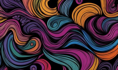 Fototapeta premium A diverse range of colors and designs are featured in this abstract line art illustration