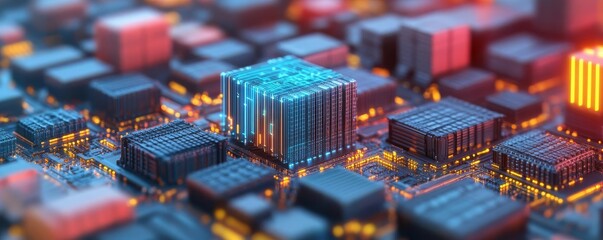 Obraz premium Digital transformation, AI-driven supply chain models, 3D illustration