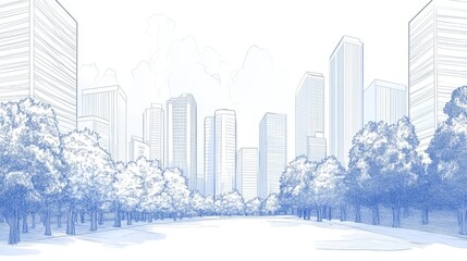 Fototapeta premium The City Line Art Background features a metropolitan theme