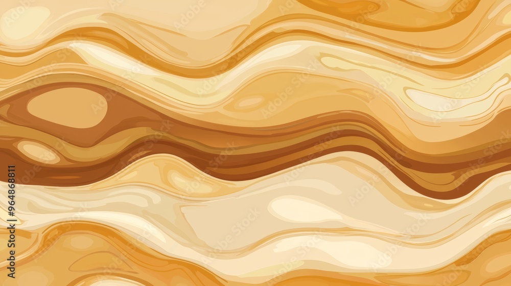 Poster abstract background resembling liquid marble, with waves of yellow and brown hues creating a dynamic