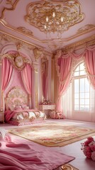 Lavish royal house interior empty, styled for queen and princess elegance photo