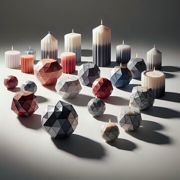 Multiple shaped stones with white background