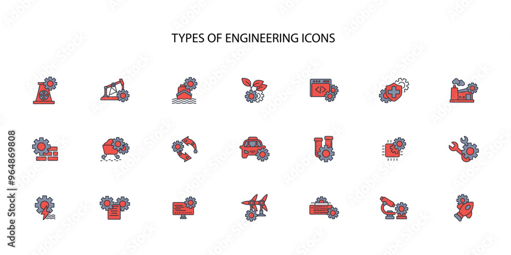 Poster engineering icon set.vector.editable stroke.linear style sign for use web design,logo.symbol illustr
