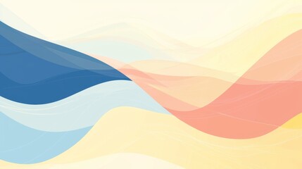 Gentle waves of blue, pink, and yellow create a soothing and elegant abstract background, ideal for design projects that evoke tranquility and harmony