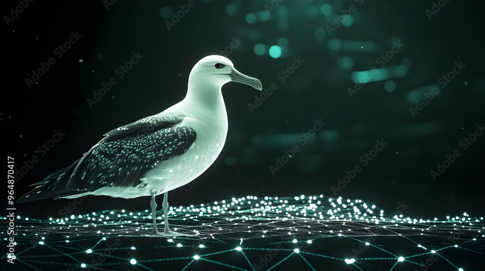Poster luminous albatross bird shining with light pattern backdrop image