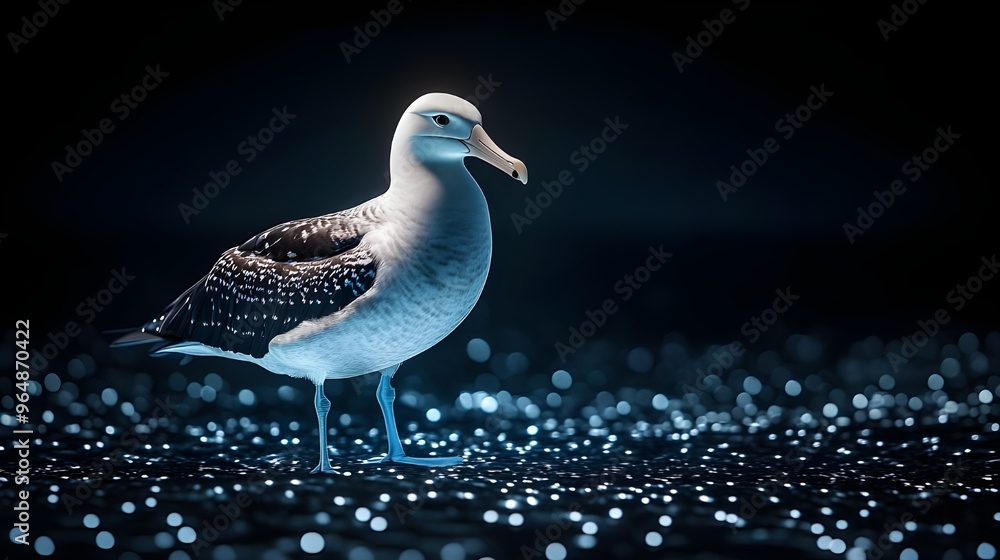 Poster radiant albatross soaring with light pattern backdrop image