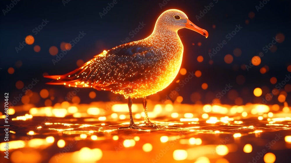 Poster radiant albatross soaring with light pattern backdrop image