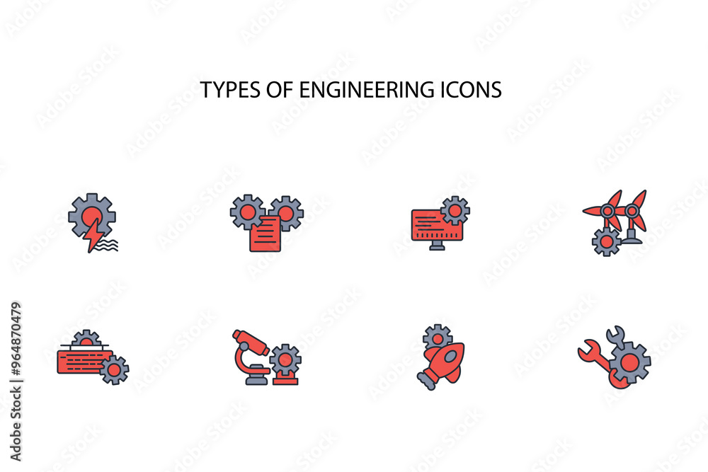 Poster engineering icon set.vector.editable stroke.linear style sign for use web design,logo.symbol illustr