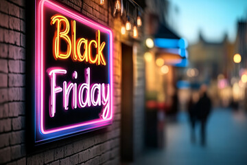 Neon Black Friday Sign on Urban Street