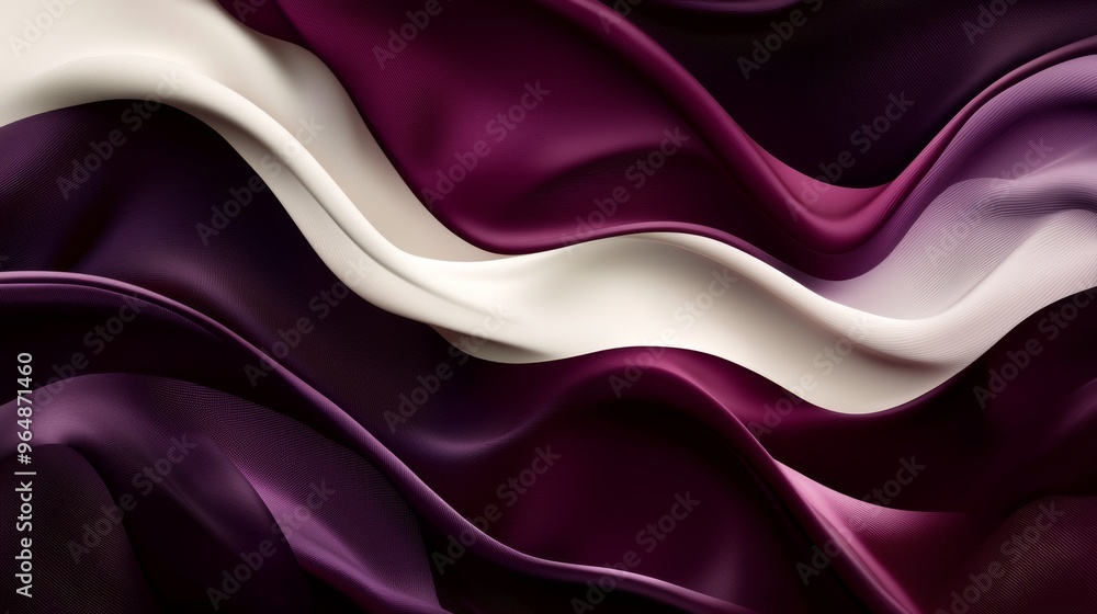 Aufkleber elegant background featuring smooth waves of white and purple satin fabric. creating an abstract and