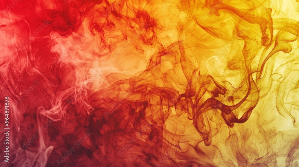Poster red and yellow smoke is blending together, creating a gradient of warm tones and interesting shapes.