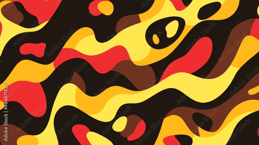 Aufkleber seamless pattern with wavy and curved shapes creating a sense of movement and energy, ideal for mode