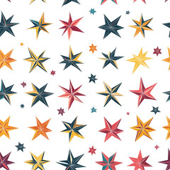 Obraz premium Colorful seamless pattern with stars with white background