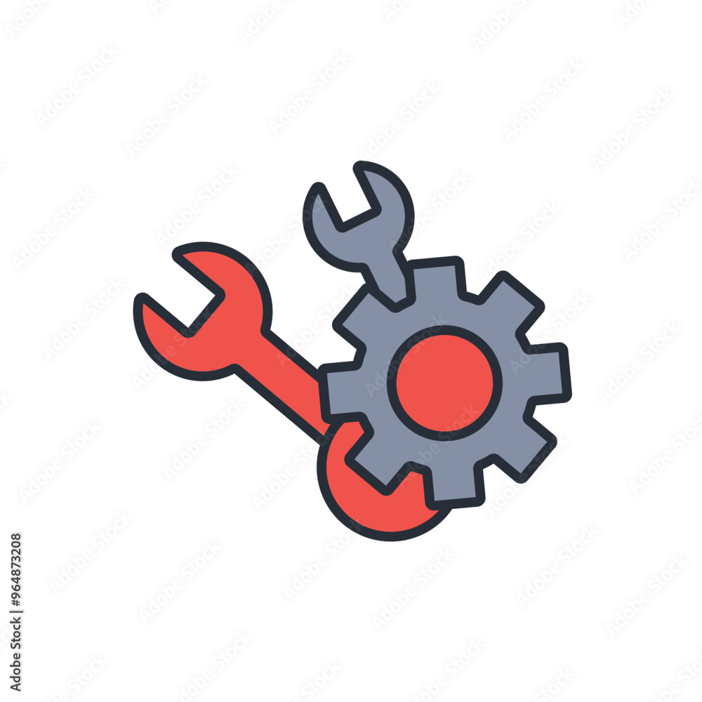 Poster mechanical engineering icon. vector.editable stroke.linear style sign for use web design,logo.symbol
