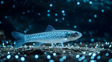 Naklejka premium Luminous alewife fish with dotted light pattern below image