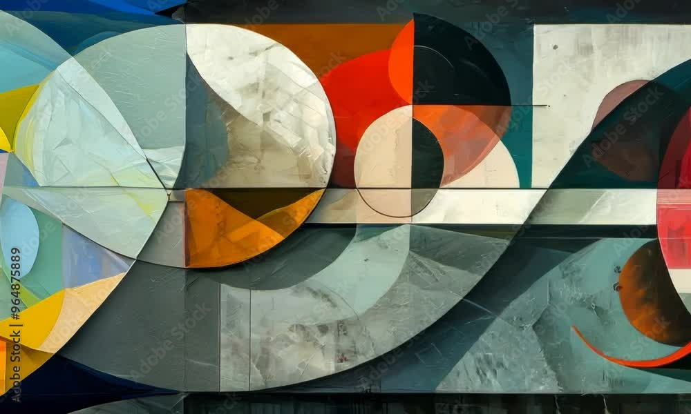 Aufkleber a series of geometric shapes overlapping and intersecting, creating a sense of movement and dynamism