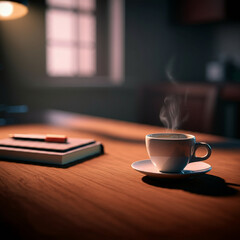 cup of coffee and books